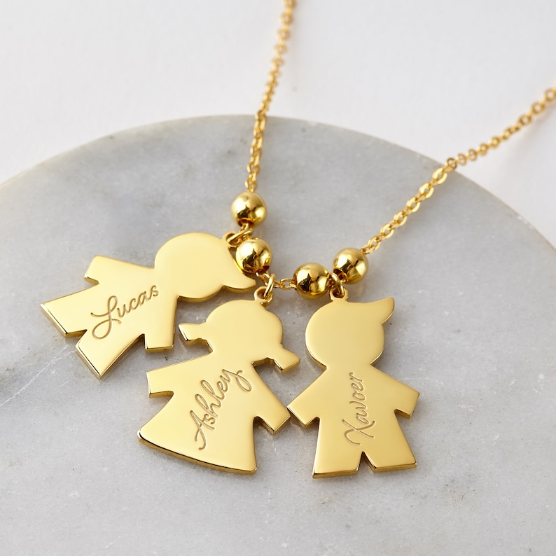 Mothers Necklace Kids Names Necklace Children Charm Etsy