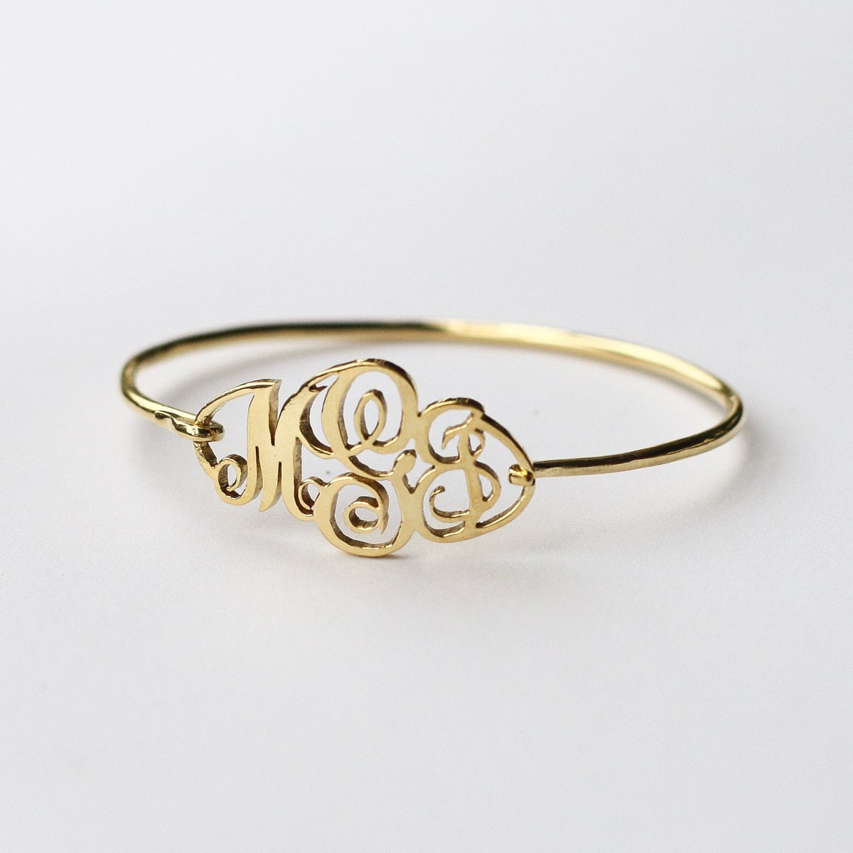 Monogram Bangle Monogrammed Bracelet Silver or Goldplated Etsy