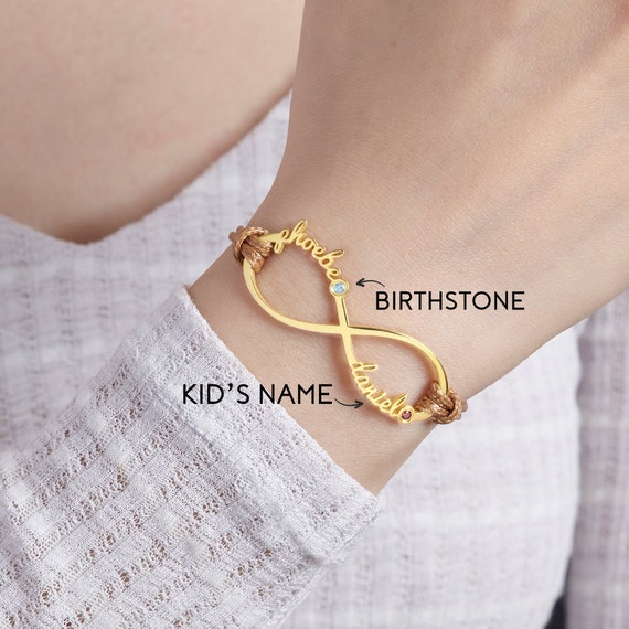 Sterling Silver Mothers Bracelet with names and Birthstones – The Silver  Wing