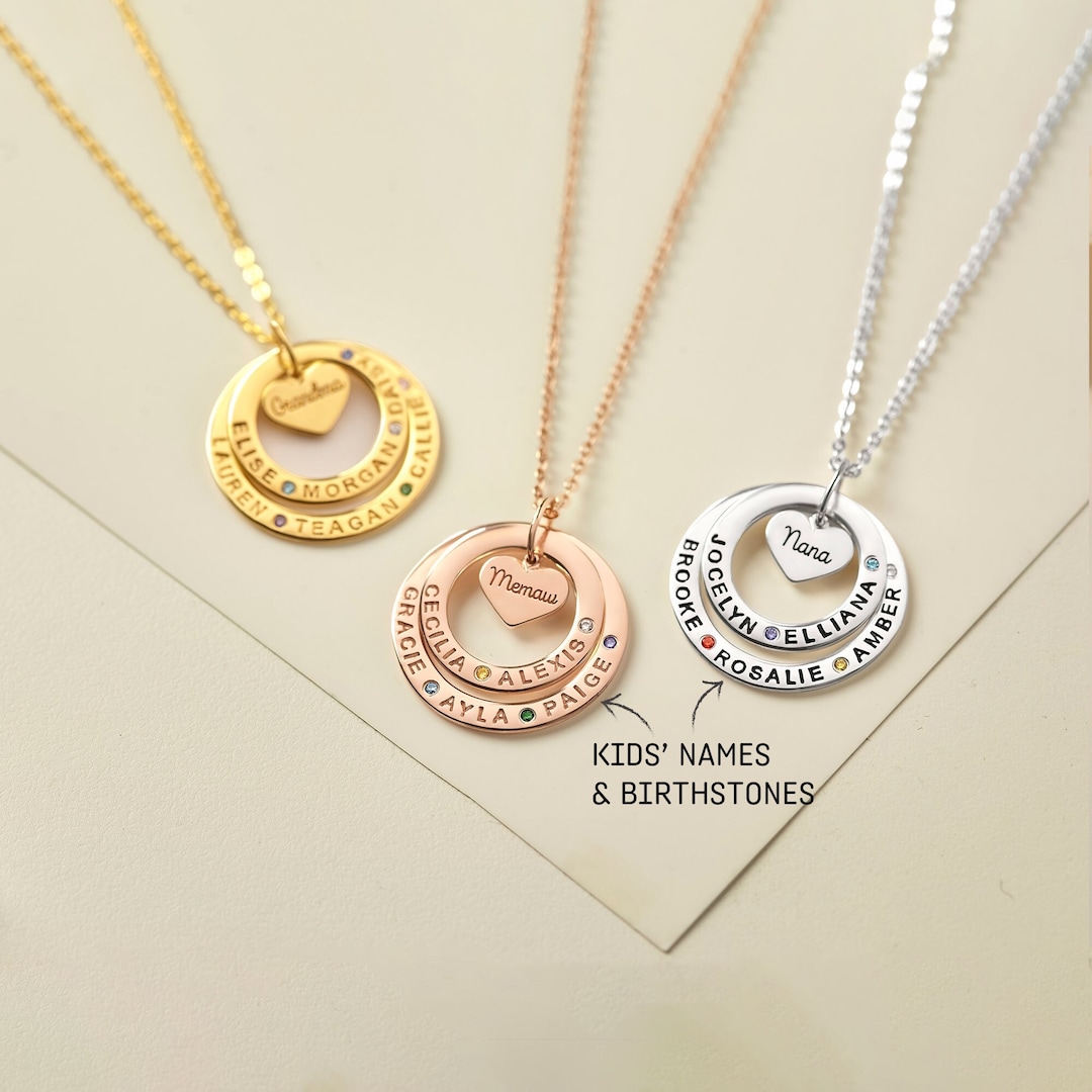 Children Names Necklace, Mother's Day Jewelry, Family Birthstone