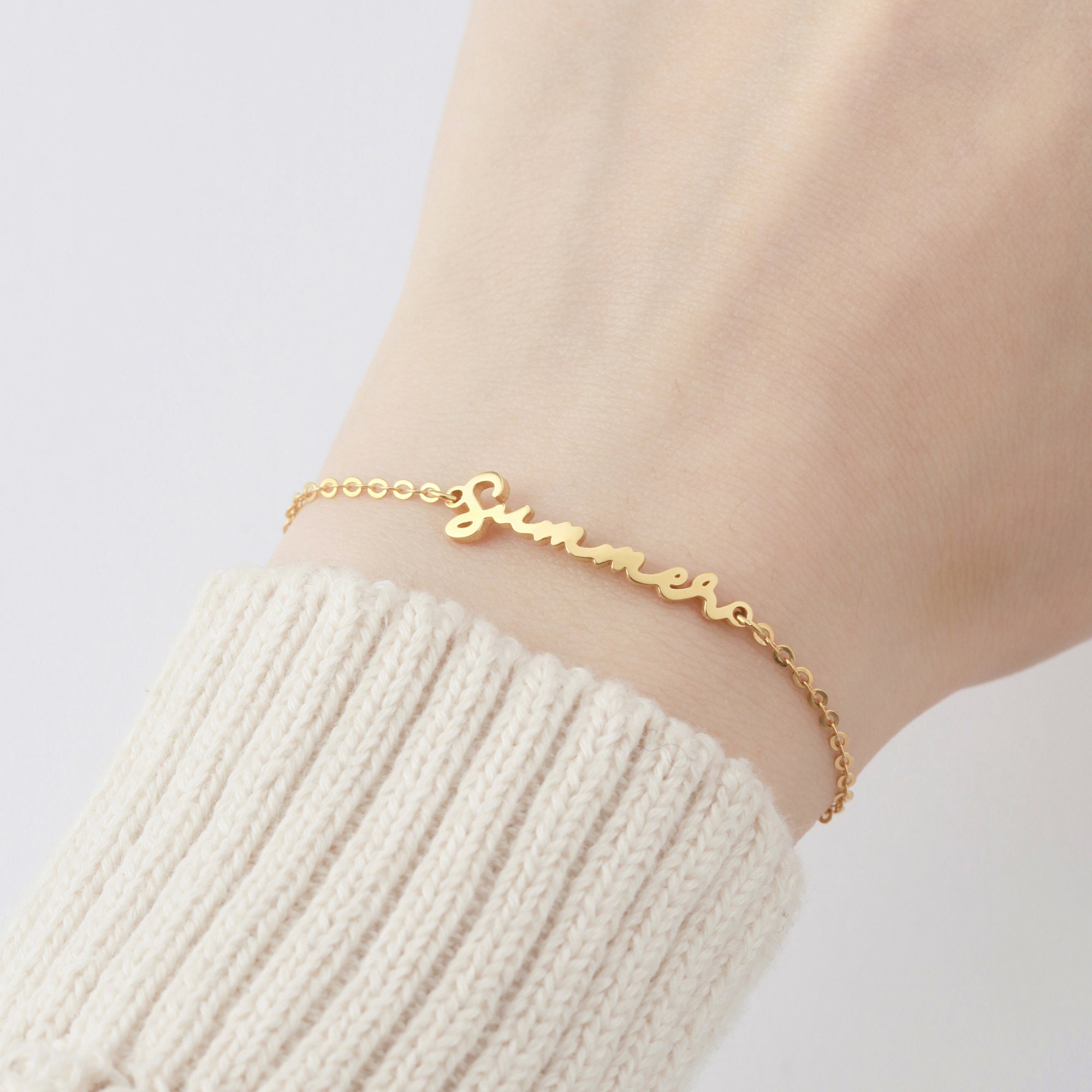 Cursive name shop bracelet