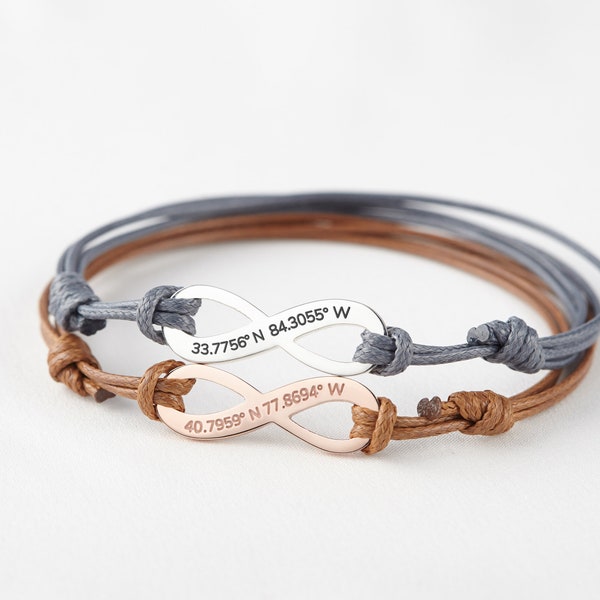 Coordinate Bracelet Leather, GPS Coordinates Bracelet, Latitude Longitude Jewelry, Christmas Gift For Her, Coordinate Gift, Graduation Gift