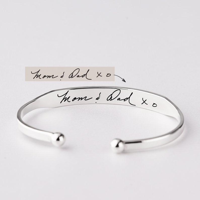 Engraved Handwriting Bracelets, Gold Signature Bracelet, Mothers Day Gift, Memorial Gift, Handwritten Cuff Bracelet, Handwritten Jewelry image 9