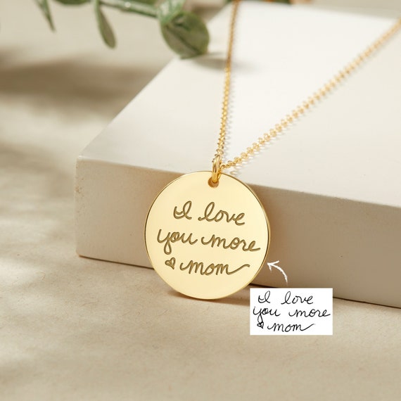 Your Handwriting Tiny Charm Necklace Handwritten Initial Charms Initial  Disc Necklace Children's Names Gift Gift for Mum 