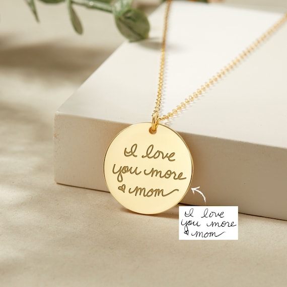 Your Handwriting Tiny Charm Necklace Handwritten Initial Charms Initial  Disc Necklace Children's Names Gift Gift for Mum 