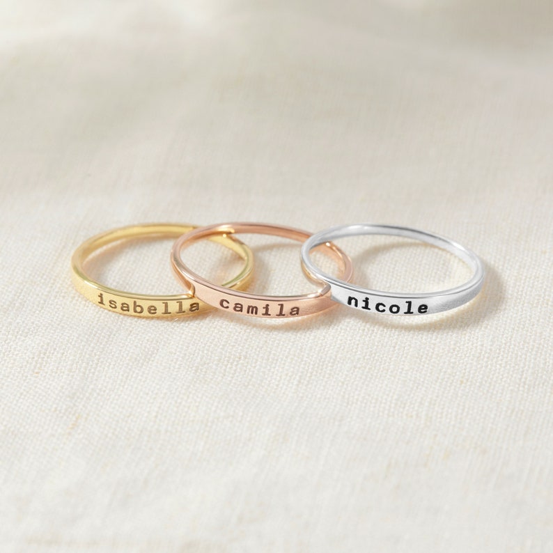 Stackable Mom Rings Mother Ring Stacking Rings Name Kids Etsy