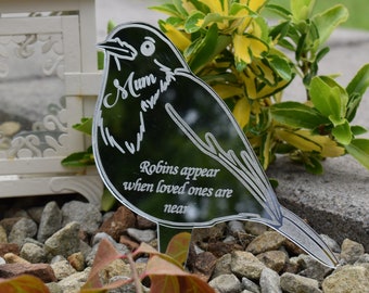 Robin Bird Memorial Graveside Plaque Ornamental Gift Engraved with a Special Sympathetic Verse A Personalised Remembrance Grave Decoration Stone//Sign for your Special Ones Dad