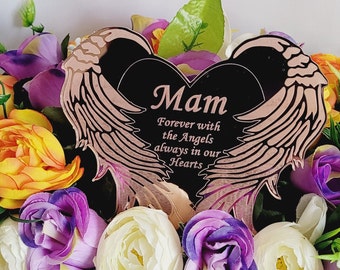 Personalised Angel Winged Heart Graveside Marker - Personalized Tribute for Loved Ones