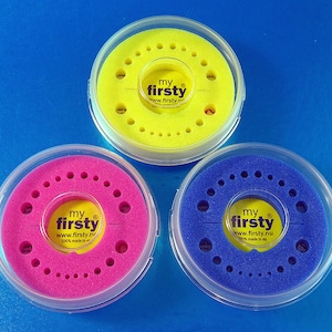 3x Scatolina per Denti da Latte >Firsty Round< (rosa, azul, giallo, ragazzo/ragazza)