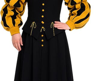 Vestido renascentista de lã Landsknecht com camisola de linho