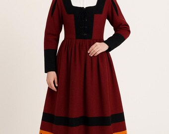 Vestido Landsknecht: Vestido de lã renascentista com camisola de linho