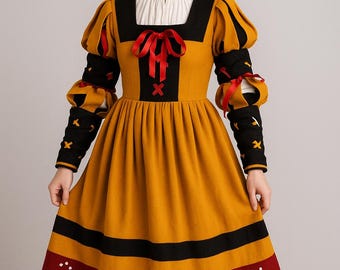 Renaissance Landsknecht Gown with Chemise: Historical Reenactment Costume