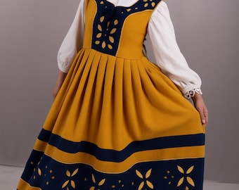 Vestido renascentista lansquenet: vestido de lã, camisola e mangas anexadas