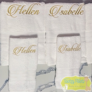 Embroidered Bath Towel, Wedding Gift, New Baby Gift, Christening Towel, Personalised Towels, His and Hers Towels, Embroidery Towels