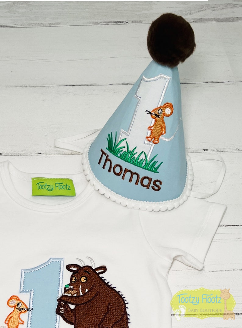 Gruffy Theme First Birthday Onesie, First Birthday, 1st Birthday Outfit, Brown Bear Birthday Outfit, Personalised First Birthday Gruffi image 4