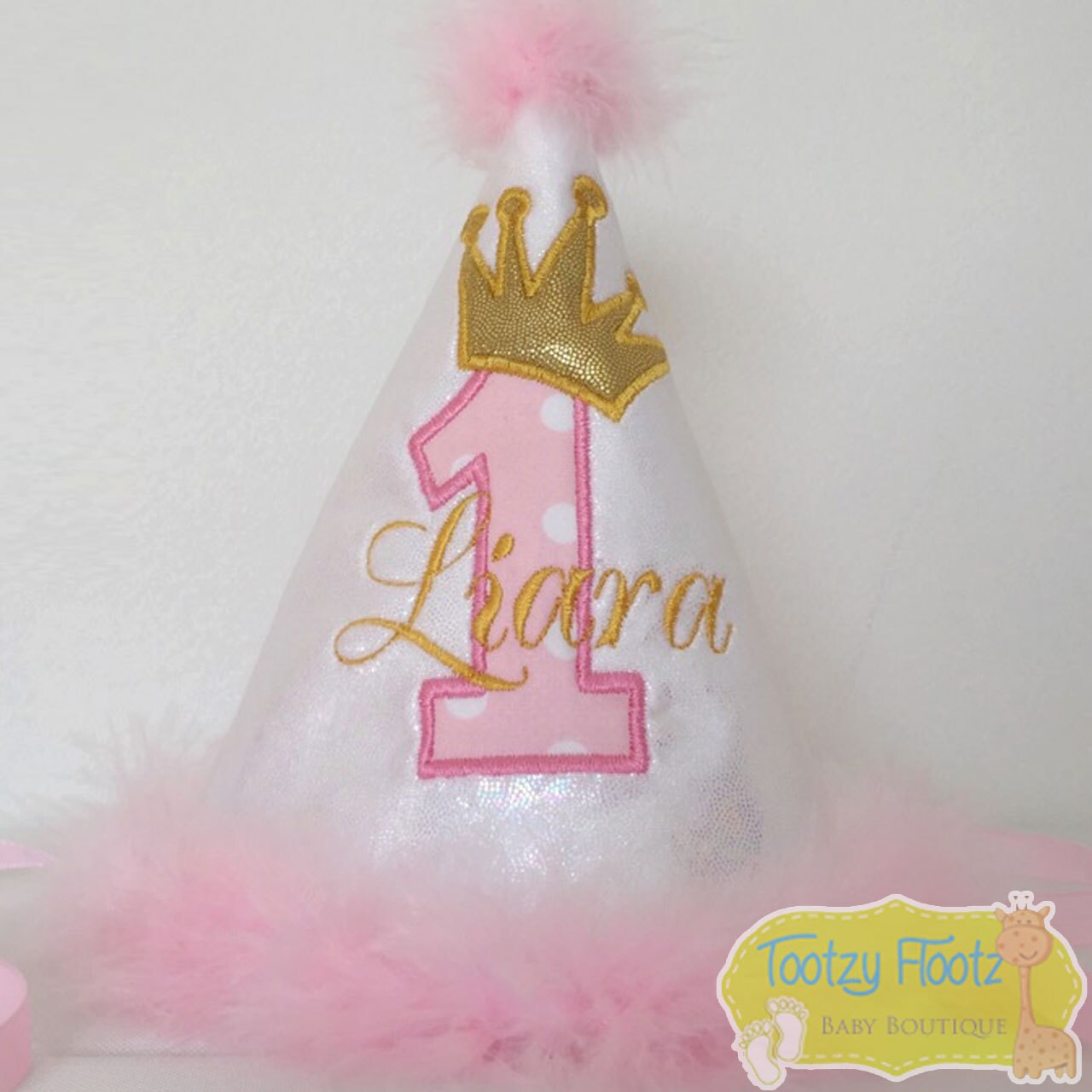 Birthday Number baby Pink With Crown gold Set First - Etsy
