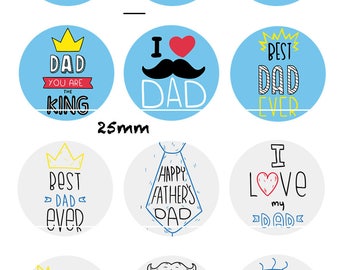 CT231 I love my dad 12 Images/Drawings/collages/Scrapbooking digital for cabochon 30/25/20/18/16/15/14/12/10/8 mm Rond/Carré/Oval
