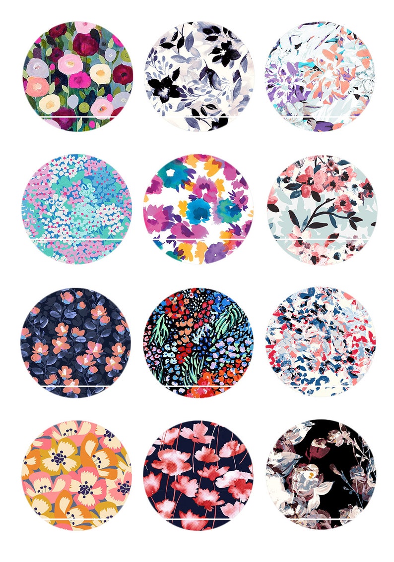 CT289 Aquarelle De Fleurs 12 Images/Dessins/collages/Scrapbooking digitales pour cabochon 30/25/20/18/16/15/14/12/10/8 mm Rond/Carré/Ovale imagem 1