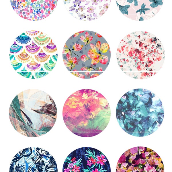 CT345 Bouquet de fleurs 12 Images/Dessins/collages digitales pour cabochon 25/20/18/16/15/14/12/10/8 mm Rond/Carré/Ovale