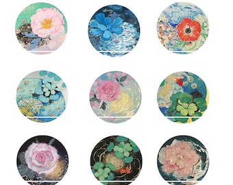312# Flowers 15 Digital Images/Drawings for Round/Oval cabochon