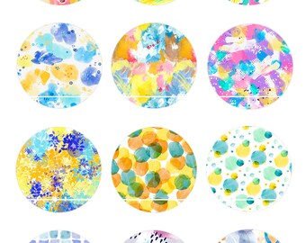 CT389 Watercolor abstrait 12 Images/Dessins/collages/Scrapbooking digitales pour cabochon 30/25/20/18/16/15/14/12/10/8 mm Rond/Carré/Ovale