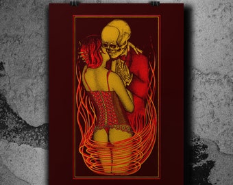 The Lovers (Gli amanti) dark brown paper - Screen print poster