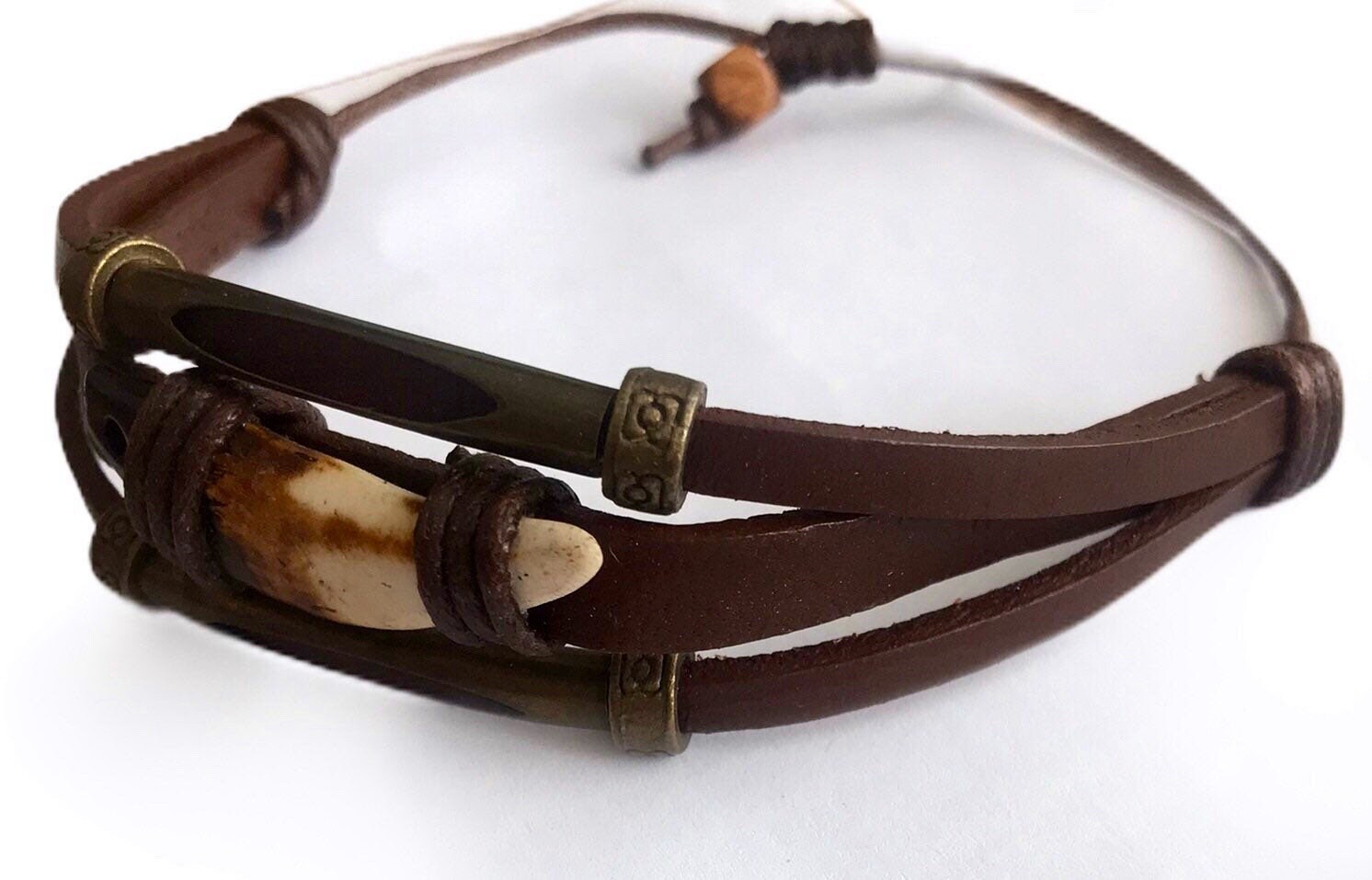 Mens Ladies Leather Bracelet With Tooth Design Tooth Etsy UK