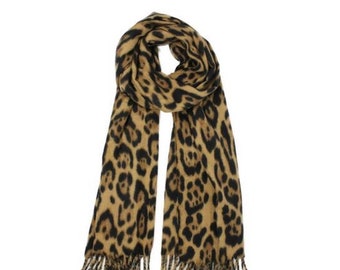 Écharpe imprimée léopard, écharpe pour femme, imprimé animal, écharpe d'hiver, écharpe couverture, cadeau pour elle, écharpe.