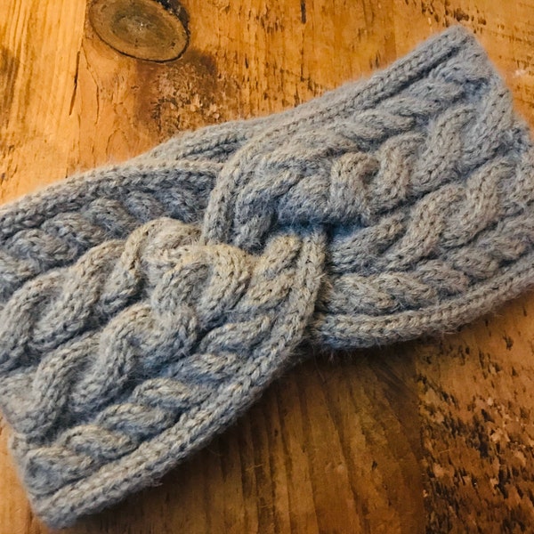 Grey chunky Knit headband, knitted, hairband, winter headband, ear warmers, turban style, handmade in the UK, gift for her, woolly headband