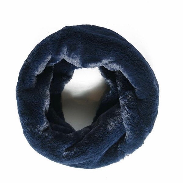 Marine, bleu, snood moelleux, snood, snood dames, confortable, confortable, snood femme, écharpe femme, thermique, écharpe couverture, épais, trapu