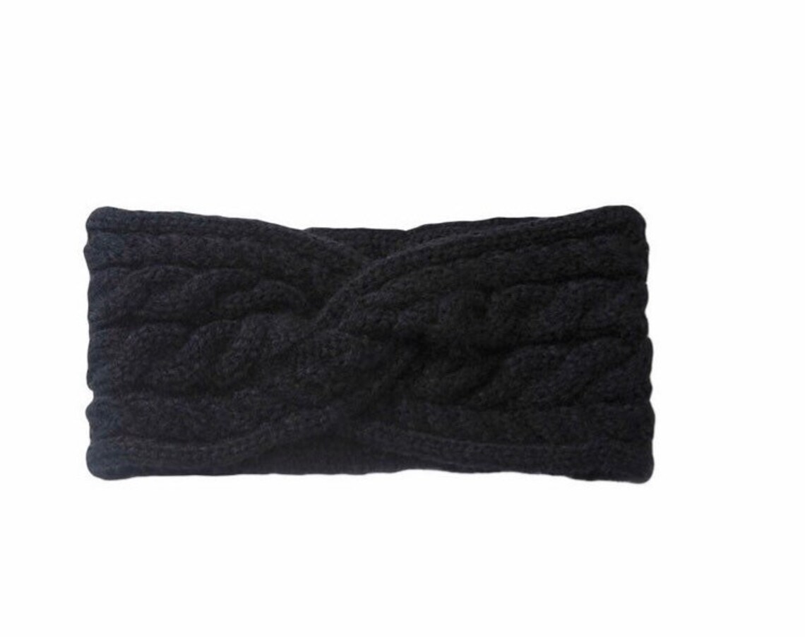 Black chunky knitted headband knitted hairband winter Etsy