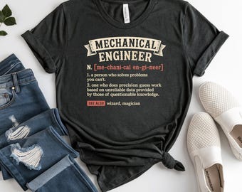 Mechanical Engineer Definition T-Shirts, Funny Engineering Gifts, Engineering Student, Problem Solver, Wizards, Magician Design