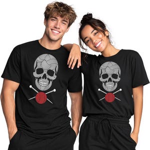 Knitting Skull Shirt Yarn Lover Gift, Crafter Apparel, Funny Knitting Tee, Unique Knitter Present for Crochet Fan & Fiber Artist image 4
