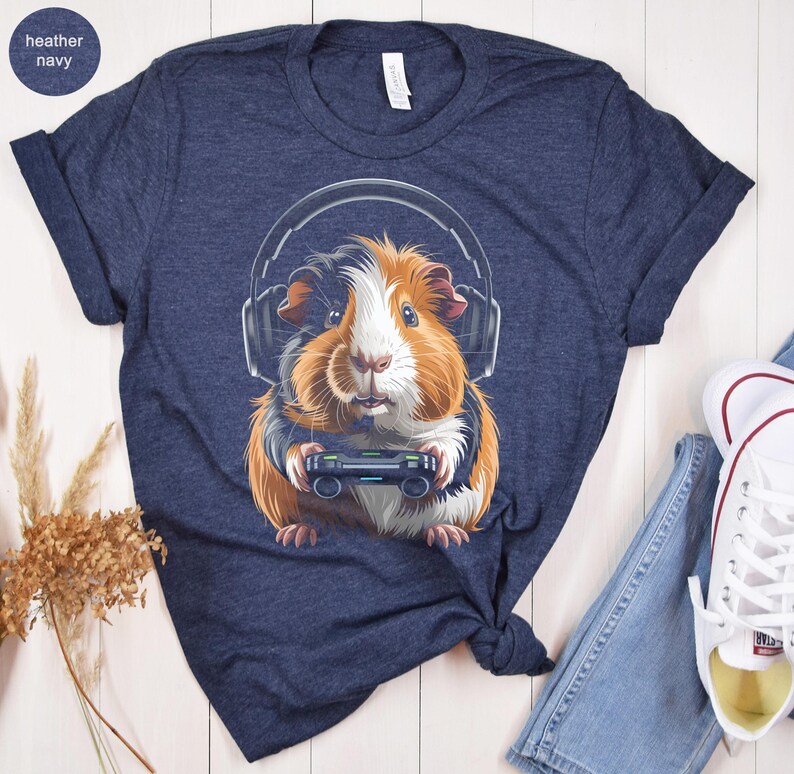 Guinea Pig Gamer Shirt, Cute Video Game Shirt, Fun Gaming Tee, Gift for Gamers, Novelty Pet Lover Shirt, Casual Graphic Tee