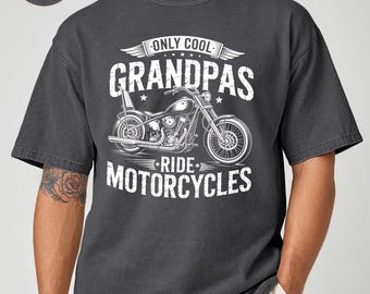 Cool Grandpas Ride Motorcycles Comfort Colors T-Shirts, Grandpa Biker Tee, Motorcycle Lover Gift, Biker Grandpa Shirt