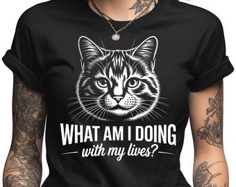 Camiseta divertida para amantes de los gatos / Camiseta existencialista para gatitos / Regalo sarcástico para amantes de los gatos / Camiseta con humor felino