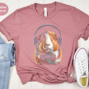 Cute Guinea Pig T-Shirt, Guinea Pig in Headphones Shirt, Guinea Pig Shirt for Women, Funny Animal Graphic Tee, Pet Lover Gift