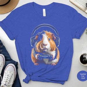 Cute Gamer Guinea Pig T-Shirt, Funny Guinea Pig Gaming Shirt, Adorable Pet Lover Gift, Unique Animal Graphic Tee, Unisex Casual Shirt