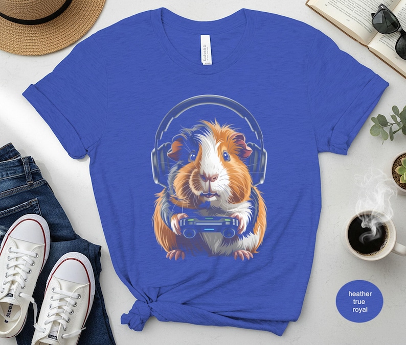 Cute Gamer Guinea Pig T-Shirt, Funny Guinea Pig Gaming Shirt, Adorable Pet Lover Gift, Unique Animal Graphic Tee, Unisex Casual Shirt