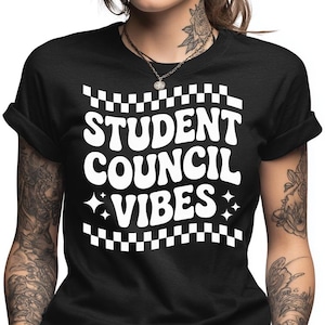 Student Council Shirt | Retro Checkerboard Student Leader Tee | School Spirit Vibes Gift | Funny Student Government T-Shirt