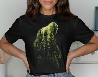 Bigfoot T-Shirt, Forest Graphic Tee, Cryptid Tshirt, Sasquatch Lover Gift, Nature Inspired Shirt, Outdoor Adventure Apparel