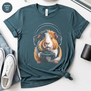 Guinea Pig Gamer Shirt, Cute Gaming T-Shirt, Animal Lover Gift, Adorable Pet Tee, Video Game, Casual Graphic Tee