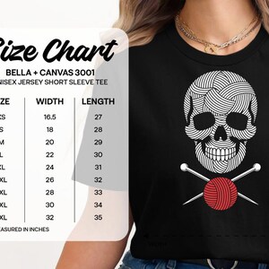 Knitting Skull Shirt Yarn Lover Gift, Crafter Apparel, Funny Knitting Tee, Unique Knitter Present for Crochet Fan & Fiber Artist image 7