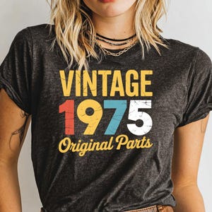 Vintage 1975 T-Shirt, 50th Birthday Gift, Original Parts, 1975 Birthday, Retro Shirt, Born in 1975, Vintage T-Shirt, Birthday T-Shirt