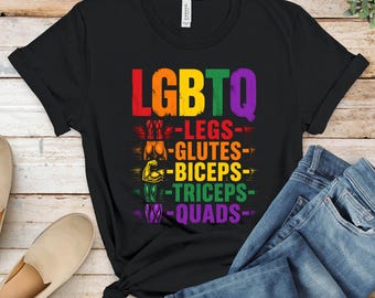 LGBTQ Pride Workout T-Shirts, Rainbow Gym Lover Tee, Inclusive Fitness Muscle Gains Apparel, Weightlifting Trainer Gift Idea