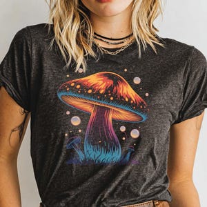 Mushroom T-Shirt, Fantasy Forest Tee, Colorful Fungi Design, Trippy Mushroom Art, Psychedelic Shirt, Nature Lover Gift, Whimsical Clothing