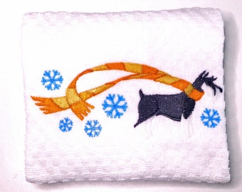 Winter Kitchen Towel, Schnauzer Gift