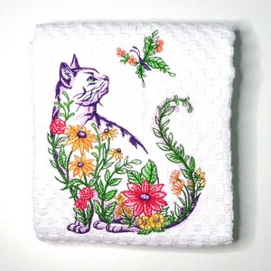 Cat Lover Gift, Wildflower Kitchen Towel