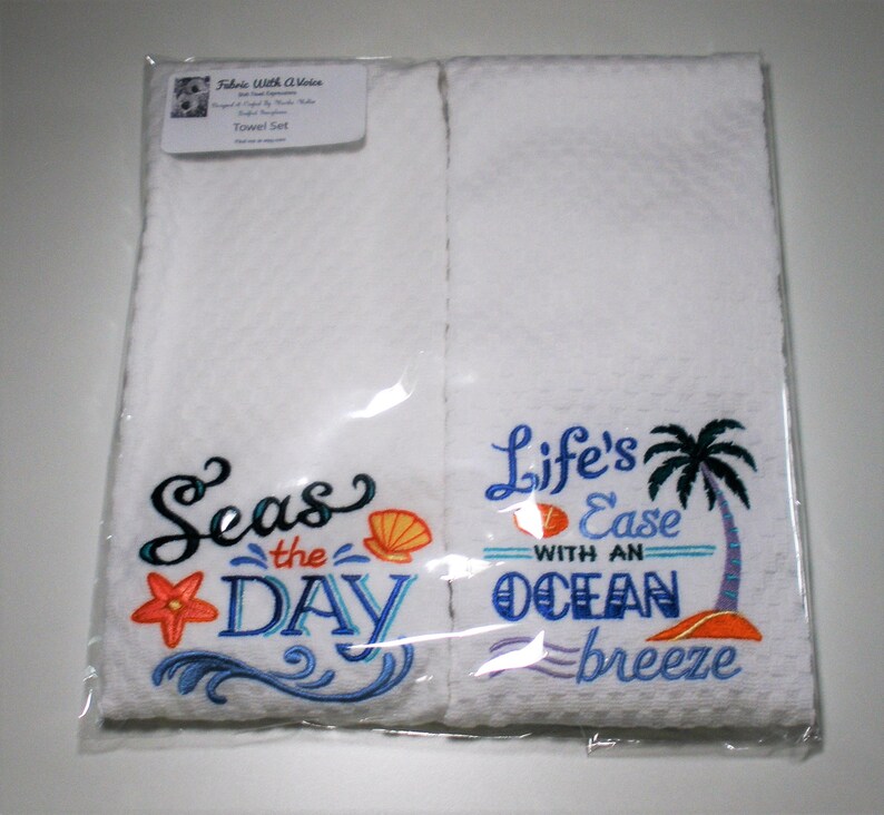 Beach Kitchen Towel Set Boat Gift Ocean Decor Etsy