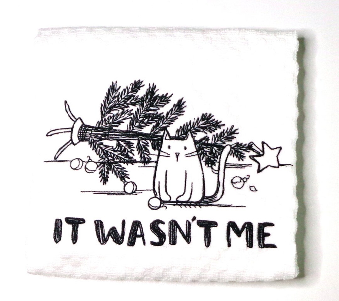 Christmas Cat Kitchen Towel, Funny Cat Etsy